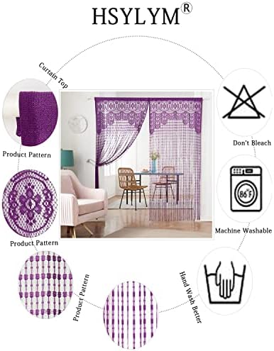HSYLYM Macrame Curtain Panel Purple 35x96in
