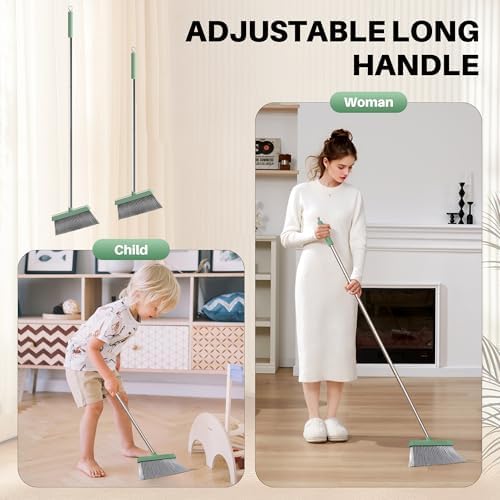 JOYMOOP Extra-Tall Dark Teal Green Broom Set