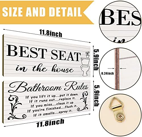 Jetec 2 Pieces Funny Bathroom Wall Art Signs