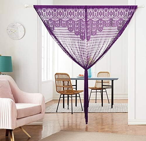 HSYLYM Macrame Curtain Panel Purple 35x96in