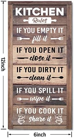 Gkwa Hanging Kitchen Rules Wood Decor Sign