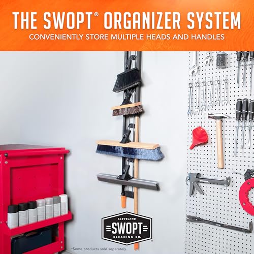 SWOPT 10 Deck Brush 24 Push Broom Combo with 60 Wooden Handle