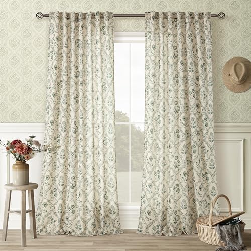 Green Farmhouse Curtains 90 Length for Living Room
