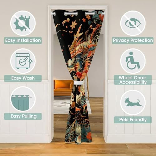 Castle Fairy Dragon Door Curtain 42x80 - Privacy Decor Panel