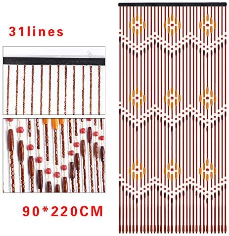 Eapmic Beaded Curtain 31 Line Dense Bamboo Wood