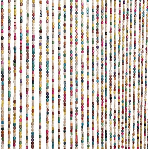 ANMINY Bamboo Wood Beaded Curtain 52 Strands 35x75 Rainbow Door Hanging