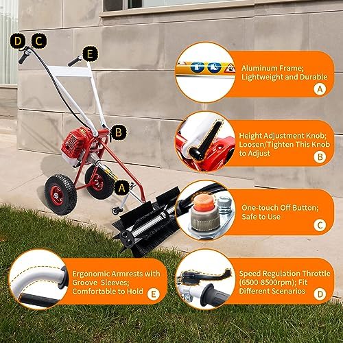 WXLTSGM 52CC Gas Push Broom for Lawn and Snow Cleaning