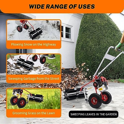 WXLTSGM 52CC Gas Push Broom for Lawn and Snow Cleaning