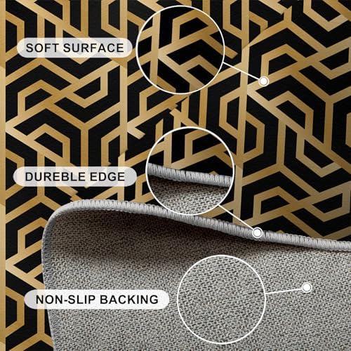 BUPEKEQ 2x3 Black Gold Area Rug for Living Room 1