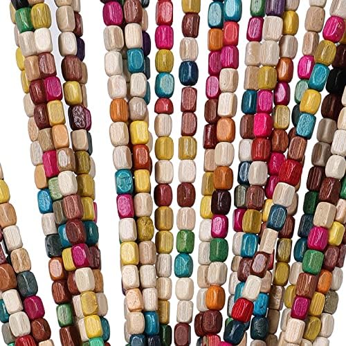 ANMINY Bamboo Wood Beaded Curtain 52 Strands 35x75 Rainbow Door Hanging