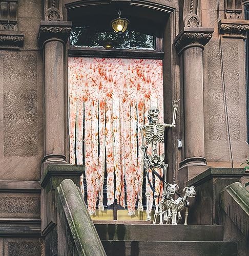 Tlswshsy 4pcs Halloween Door Curtain with Blood Hand Prints