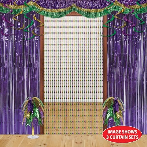 Beistle Disco Ball Bead Curtains 2 Piece Green Gold Purple