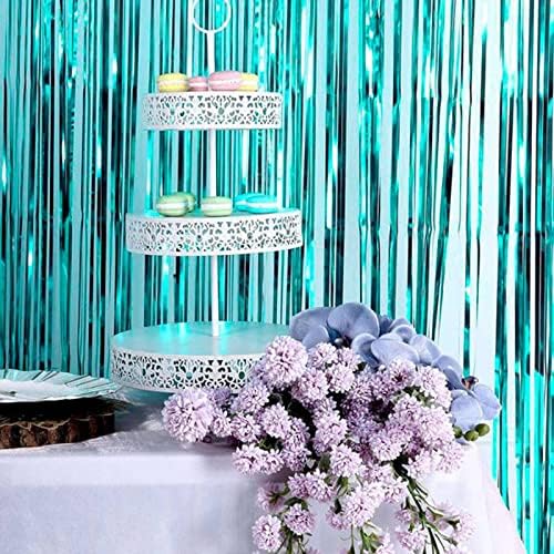 Efavormart 8ft Turquoise Foil Fringe Curtain