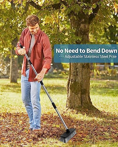 LandHope Adjustable Push Broom for Outdoor Cleaning