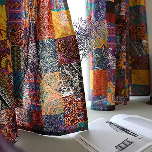 JAIJY Patchwork Curtain Panel 55x94 Rod Pocket Boho Decor