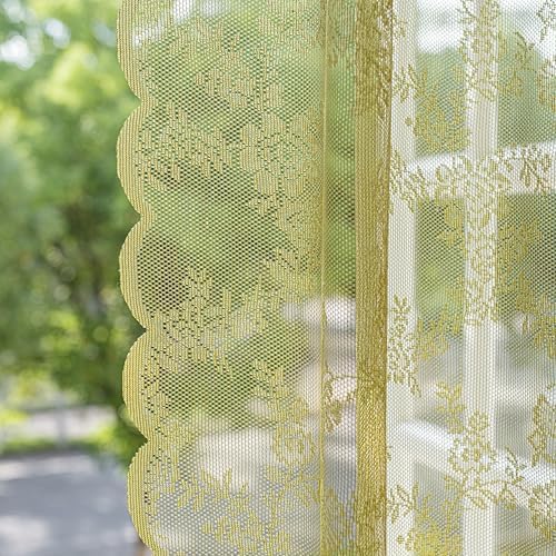 Sutuo Home Sage Green Lace Curtains 2 Panels Set
