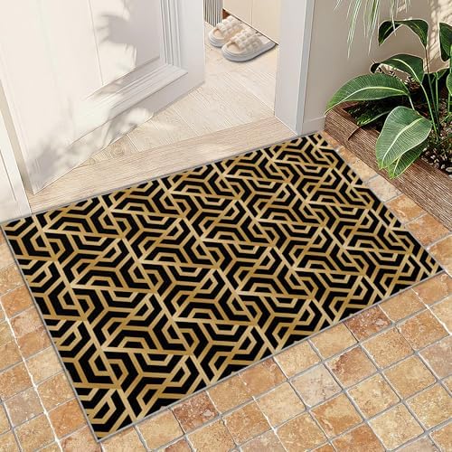 BUPEKEQ 2x3 Black Gold Area Rug for Living Room 1