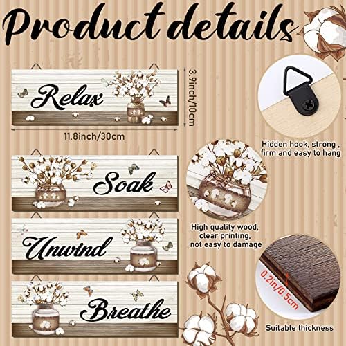 Tradder 4 Pcs Rustic Farmhouse Wall Art Decor Plaques