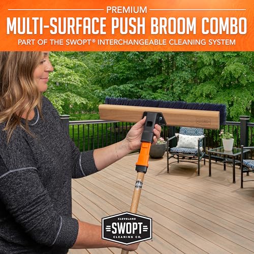 SWOPT 18 Push Broom with 60 EVA Foam Handle Blue
