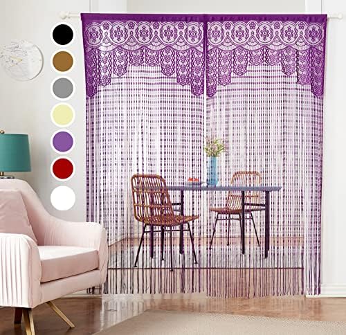HSYLYM Macrame Curtain Panel Purple 35x96in