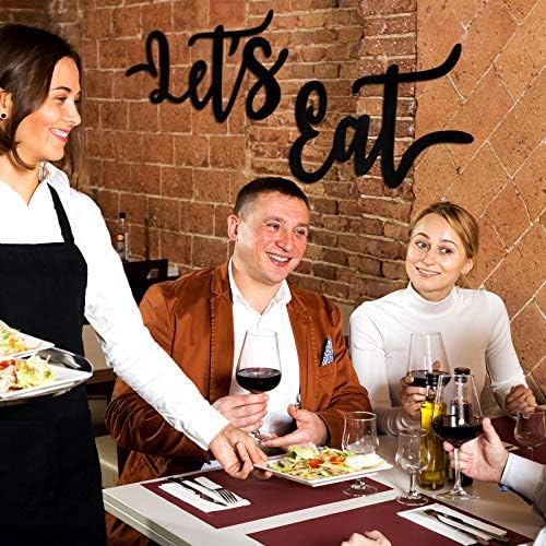 Jetec 2 Piece Lets Eat Wooden Sign Kitchen Decor