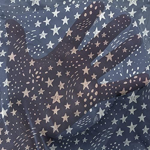 Lunarable Star Tulle Curtains 2 Panels 108x84