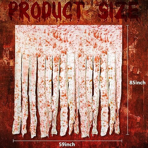 Tlswshsy 4pcs Halloween Door Curtain with Blood Hand Prints